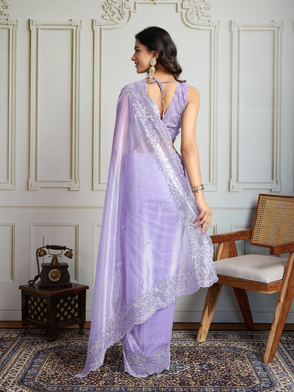 Jyoti Fashion Women's Lavender Art Silk Embroidered Designer Saree with Blouse - Distacart