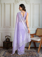 Jyoti Fashion Women's Lavender Art Silk Embroidered Designer Saree with Blouse - Distacart
