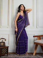 Jyoti Fashion Women's Purple Jimmy Choo Sequins Designer Saree with Blouse - Distacart