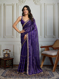 Jyoti Fashion Women's Purple Jimmy Choo Sequins Designer Saree with Blouse - Distacart