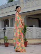 Jyoti Fashion Women's Multicolor Chinon Digital Print with Mirror Saree with Blouse - Distacart