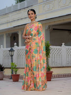 Jyoti Fashion Women's Multicolor Chinon Digital Print with Mirror Saree with Blouse - Distacart