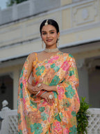 Jyoti Fashion Women's Multicolor Chinon Digital Print with Mirror Saree with Blouse - Distacart