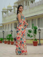 Jyoti Fashion Women's Multicolor Chinon Digital Print with Mirror Saree with Blouse - Distacart