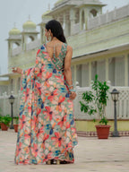 Jyoti Fashion Women's Multicolor Chinon Digital Print with Mirror Saree with Blouse - Distacart