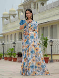 Jyoti Fashion Women's Multicolor Chinon Digital Print with Mirror Saree with Blouse - Distacart