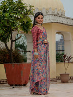 Jyoti Fashion Women's Multicolor Chinon Digital Print with Mirror Saree with Blouse - Distacart