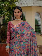 Jyoti Fashion Women's Multicolor Chinon Digital Print with Mirror Saree with Blouse - Distacart