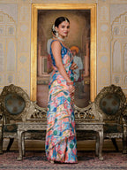 Jyoti Fashion Women's Multicolor Chinon Digital Print with Mirror Saree with Blouse - Distacart