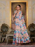 Jyoti Fashion Women's Multicolor Chinon Digital Print with Mirror Saree with Blouse - Distacart