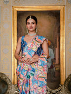 Jyoti Fashion Women's Multicolor Chinon Digital Print with Mirror Saree with Blouse - Distacart