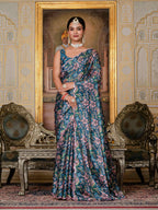Jyoti Fashion Women's Morpich Chinon Digital Print with Mirror Saree with Blouse - Distacart