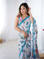 Jyoti Fashion Women's Multicolor Chinon Digital Printed Designer Saree with Blouse - Distacart
