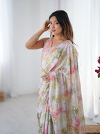 Jyoti Fashion Women's Multicolor Chinon Digital Printed Designer Saree with Blouse - Distacart