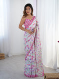 Jyoti Fashion Women's Multicolor Chinon Digital Printed Designer Saree with Blouse - Distacart