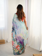 Jyoti Fashion Women's Multicolor Chinon Digital Printed Designer Saree with Blouse - Distacart