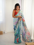 Jyoti Fashion Women's Multicolor Chinon Digital Printed Designer Saree with Blouse - Distacart