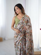 Jyoti Fashion Women's Multicolor Chinon Digital Printed Designer Saree with Blouse - Distacart