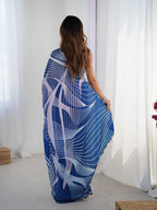 Jyoti Fashion Women's Blue Chinon Digital Printed Designer Saree with Blouse - Distacart