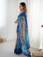 Jyoti Fashion Women's Multicolor Chinon Digital Printed Designer Saree with Blouse - Distacart