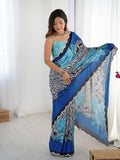 Jyoti Fashion Women's Multicolor Chinon Digital Printed Designer Saree with Blouse - Distacart