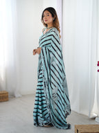 Jyoti Fashion Women's Sea Green Chinon Digital Printed Designer Saree with Blouse - Distacart