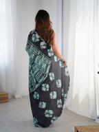 Jyoti Fashion Women's Sea Green Chinon Digital Printed Designer Saree with Blouse - Distacart