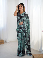 Jyoti Fashion Women's Sea Green Chinon Digital Printed Designer Saree with Blouse - Distacart