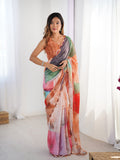 Jyoti Fashion Women's Multicolor Chinon Digital Printed Designer Saree with Blouse - Distacart