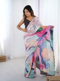 Jyoti Fashion Women's Multicolor Chinon Digital Printed Designer Saree with Blouse - Distacart