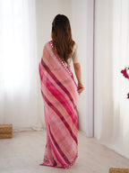 Jyoti Fashion Women's Pink Chinon Leriya Zari Printed Designer Saree with Blouse - Distacart