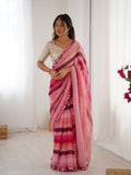 Jyoti Fashion Women's Pink Chinon Leriya Zari Printed Designer Saree with Blouse - Distacart