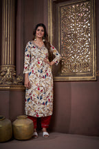 Jyoti Fashion Women's Maroon Rayon Floral Print with Handwork Designer Kurta Set with Dupatta - Distacart