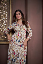 Jyoti Fashion Women's Maroon Rayon Floral Print with Handwork Designer Kurta Set with Dupatta - Distacart