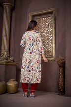 Jyoti Fashion Women's Maroon Rayon Floral Print with Handwork Designer Kurta Set with Dupatta - Distacart