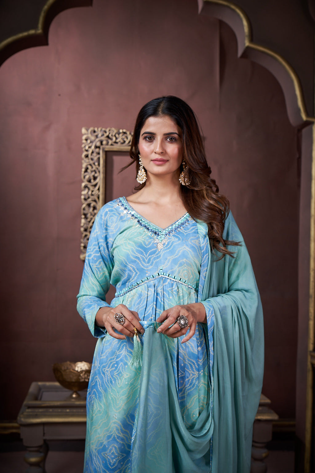 Jyoti Fashion Women's Sky Blue Rayon Floral Print with Handwork Designer Kurta Set with Dupatta - Distacart