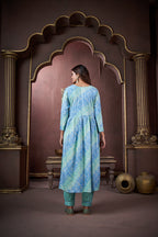 Jyoti Fashion Women's Sky Blue Rayon Floral Print with Handwork Designer Kurta Set with Dupatta - Distacart