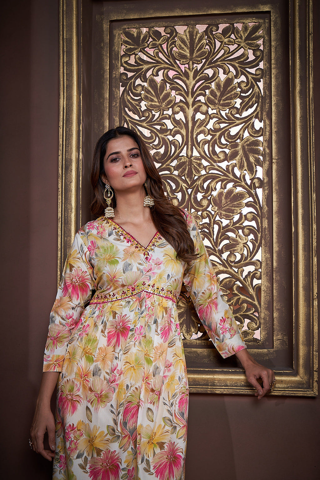 Jyoti Fashion Women's Yellow Rayon Floral Print with Handwork Designer Kurta Set with Dupatta - Distacart