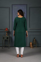 Jyoti Fashion Women's Green Cotton Handwork Designer Kurta Only - Distacart