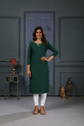 Jyoti Fashion Women's Green Cotton Handwork Designer Kurta Only - Distacart