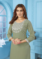 Jyoti Fashion Women's Green Rinkal Cotton Embroidered Designer Kurta with Bottom - Distacart