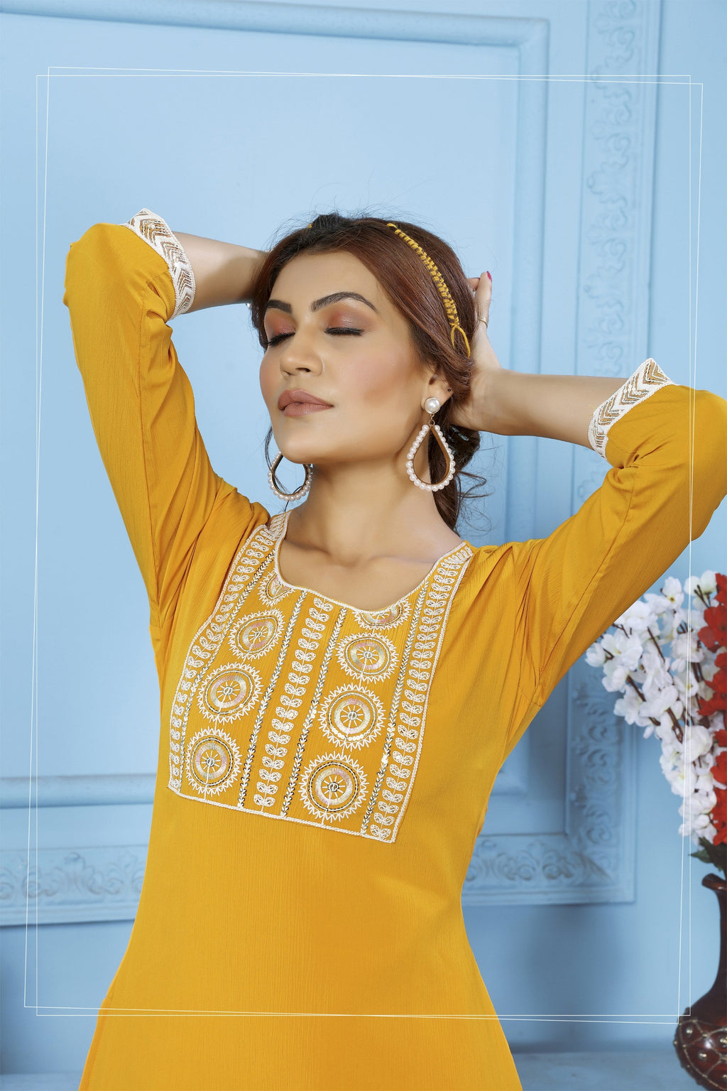 Jyoti Fashion Women's Yellow Rinkal Cotton Embroidered Designer Kurta with Bottom - Distacart