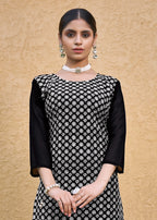 Jyoti Fashion Women's Black Faux Georgette Chikan Embroidery Designer Kurta with Bottom - Distacart