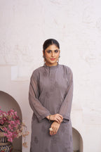 Jyoti Fashion Women's Grey Faux Georgette Embroidered Designer Kurta with Bottom - Distacart
