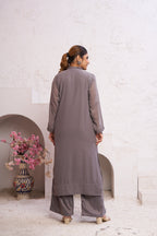 Jyoti Fashion Women's Grey Faux Georgette Embroidered Designer Kurta with Bottom - Distacart