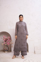Jyoti Fashion Women's Grey Faux Georgette Embroidered Designer Kurta with Bottom - Distacart