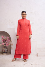 Jyoti Fashion Women's Orange Faux Georgette Embroidered Designer Kurta with Bottom - Distacart