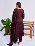 Jyoti Fashion Women's Coffee Rayon Embroidered Designer Kurta Set with Dupatta - Distacart