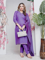 Jyoti Fashion Women's Lavender Rayon Embroidered Designer Kurta Set with Dupatta - Distacart