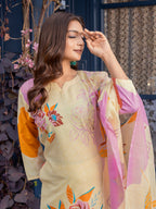Jyoti Fashion Women's Cream Cotton Blend Printed Designer Kurta Set with Dupatta - Distacart